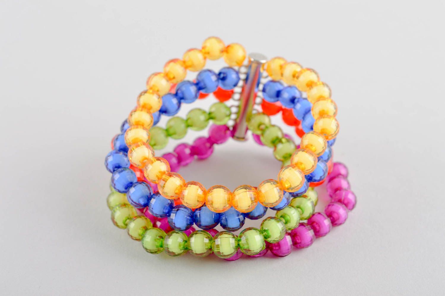 Bracelet plastique Bijou fait main multirang multicolore Cadeau pour femme photo 3