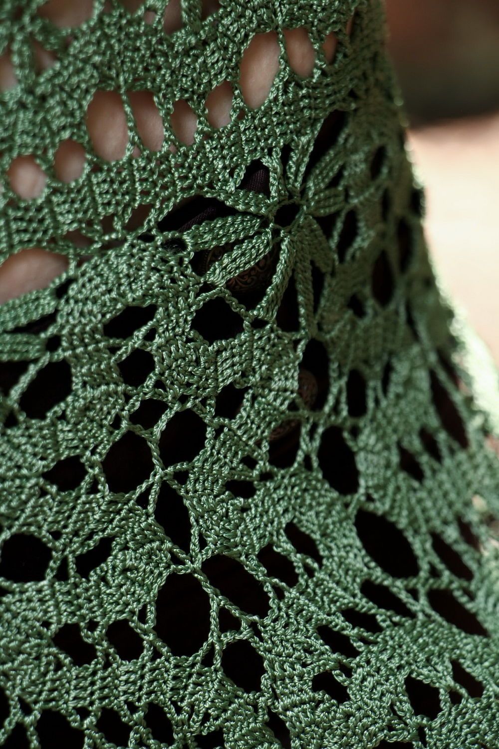 Tunique ajourée tricotée couleur verte  photo 5