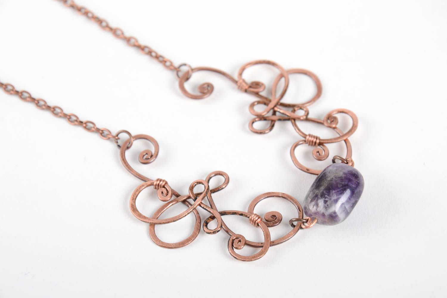 Handmade vintage pendant natural stone pendant copper jewelry copper pendant photo 3