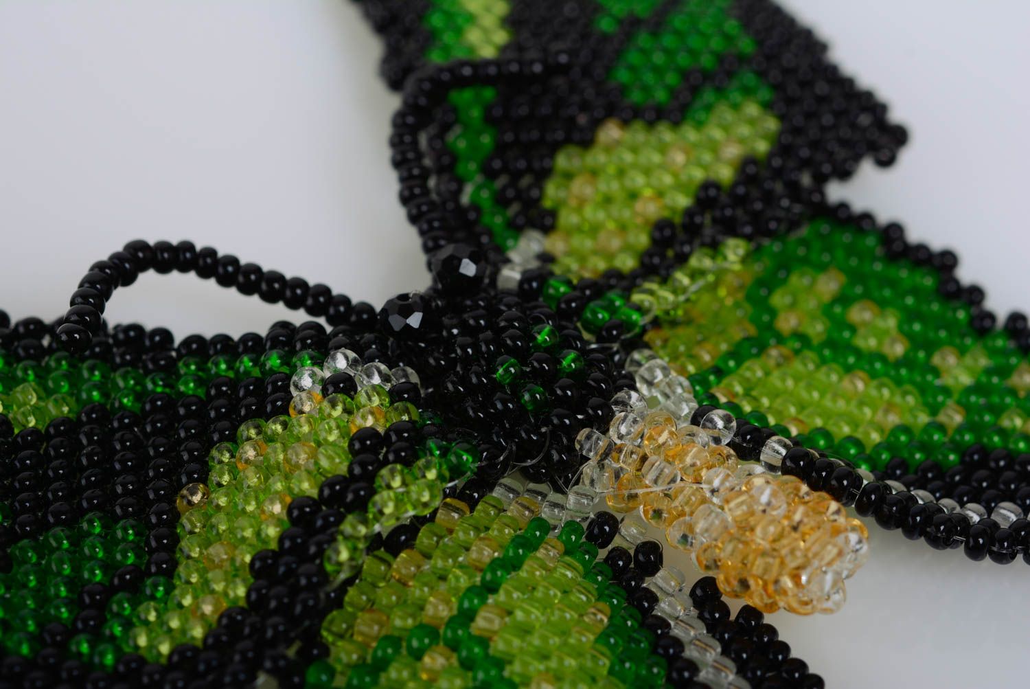 Beaded necklace with green butterfly beautiful handmade designer accessory photo 4