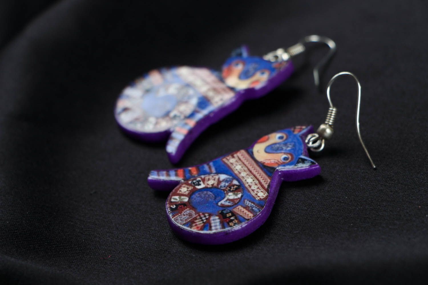 Earrings made of polymer clay Cats photo 2