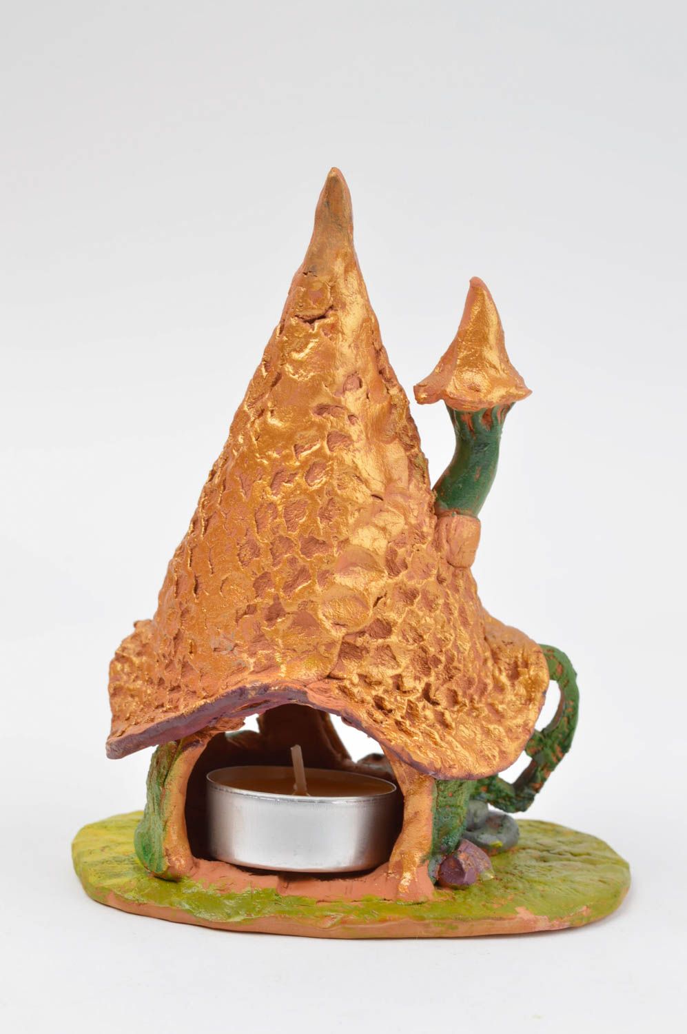 Teelichthalter aus Ton hadmade Haus Dekor bunter Teelichthalter märchenhaft foto 4