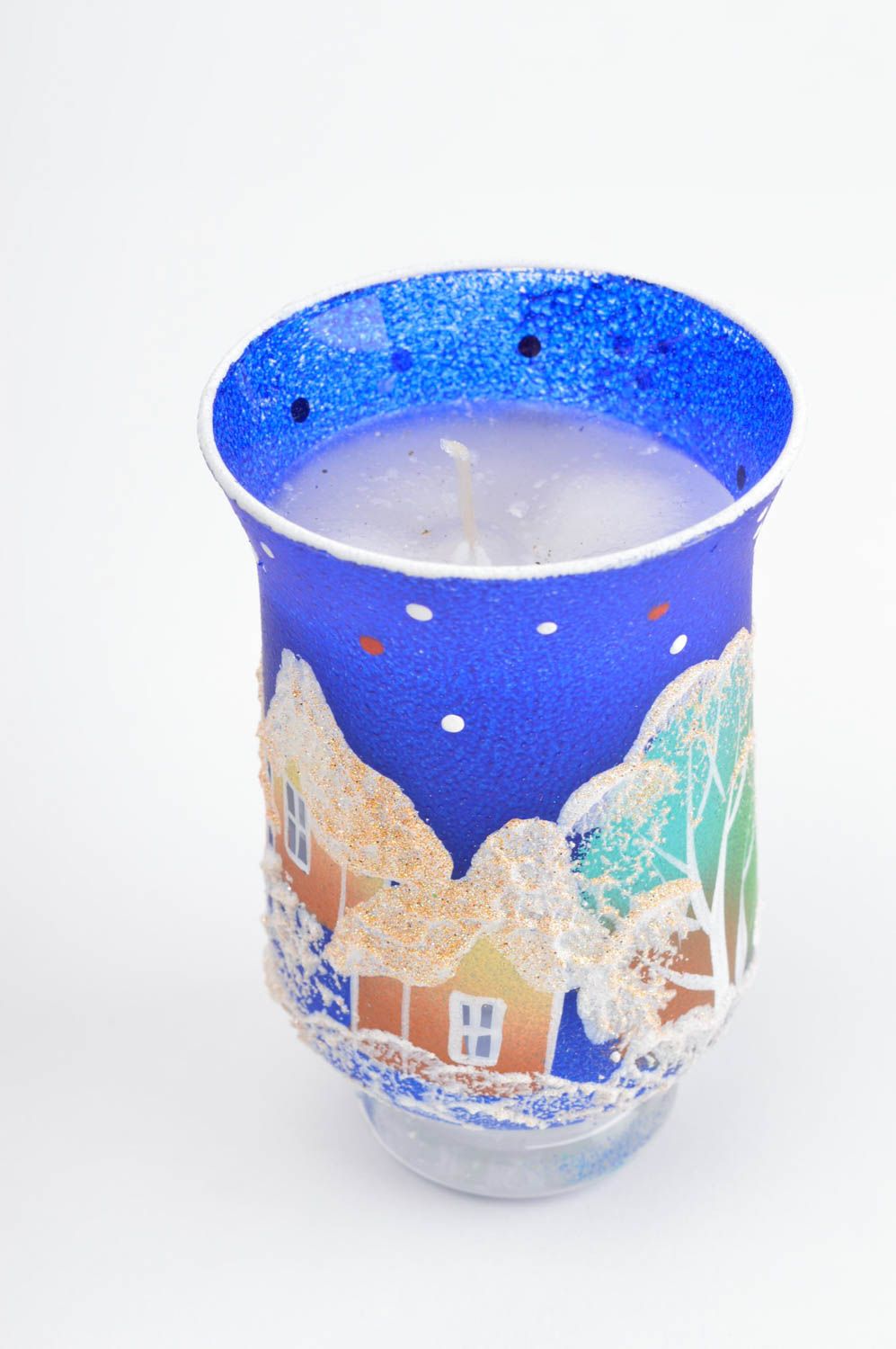 Bougie fait main aromatique Bougie en verre paraffine paysage hiver Déco maison photo 3