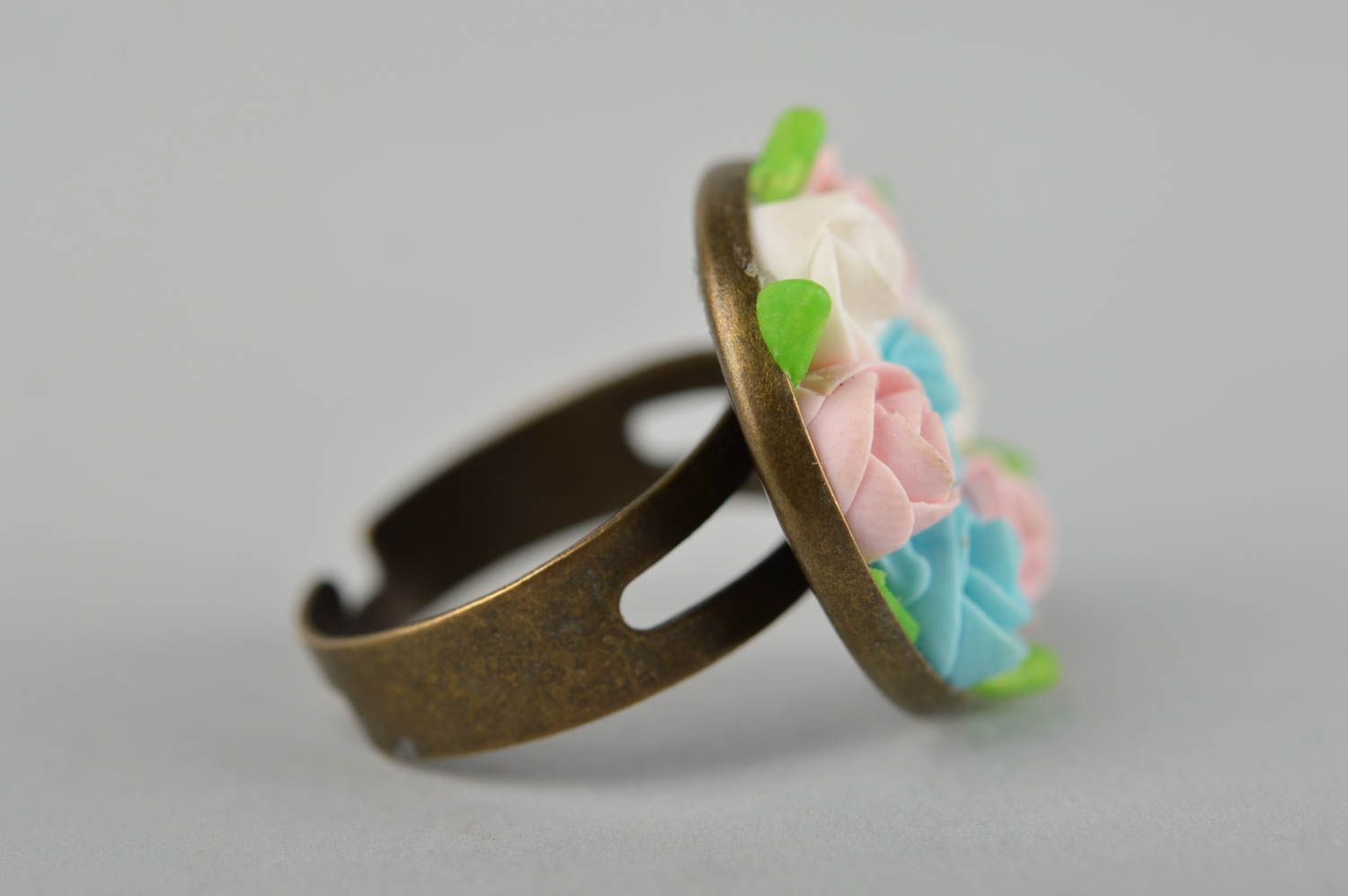 Unusual handmade plastic flower ring homemade metal ring cool jewelry designs photo 5