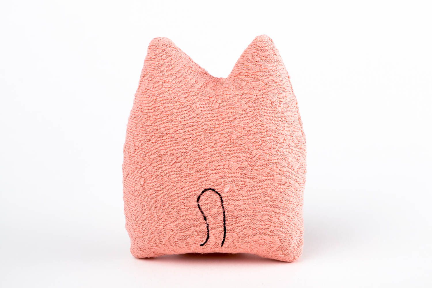 Peluche chat rose pastel Jouet fait main petit en tissus Cadeau pour enfant photo 5