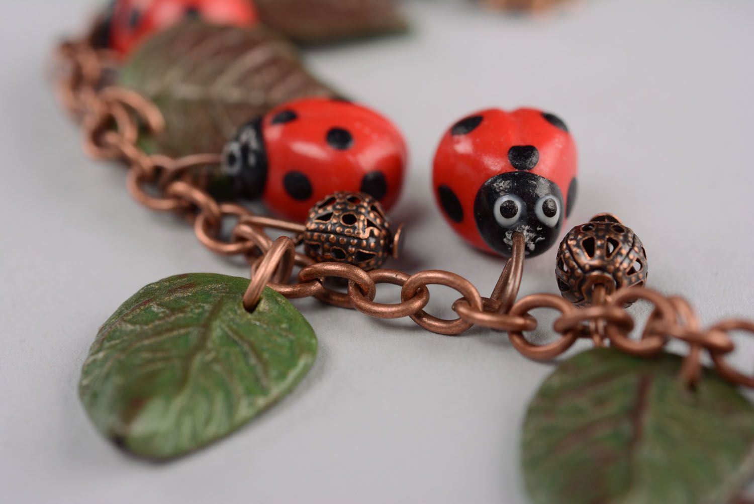 Polymer clay bracelet Ladybugs photo 4