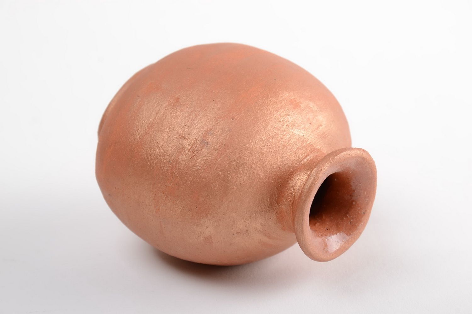 Petit vase en céramique brun clair insolite décoratif fait main original photo 3