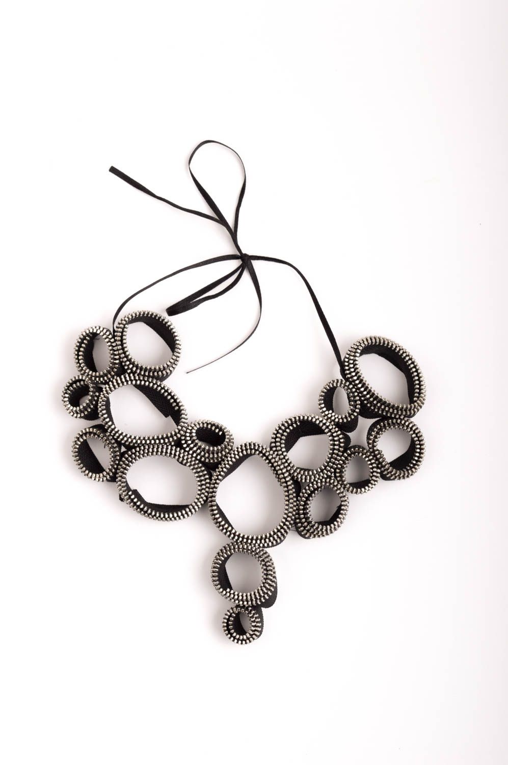 Zipper necklace handmade accessories design jewelry big necklace textile jewelry photo 2