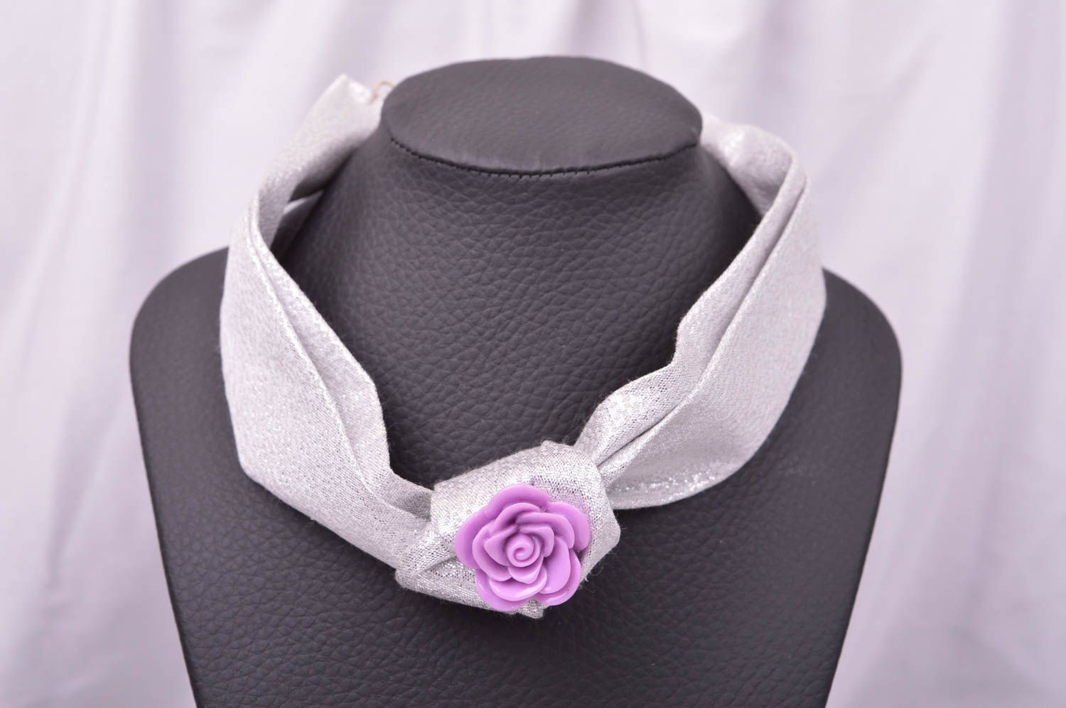 Stylish handmade textile necklace fabric flower necklace fashion accessories  photo 1