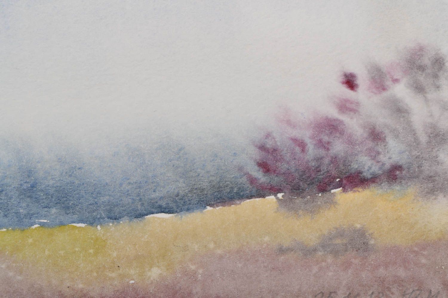 Peinture paysage à l'aquarelle de tons gris  photo 4