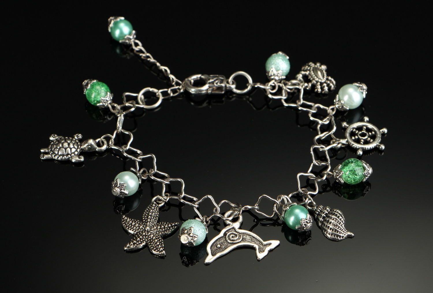 Bracelet perles céramiques fait main photo 1