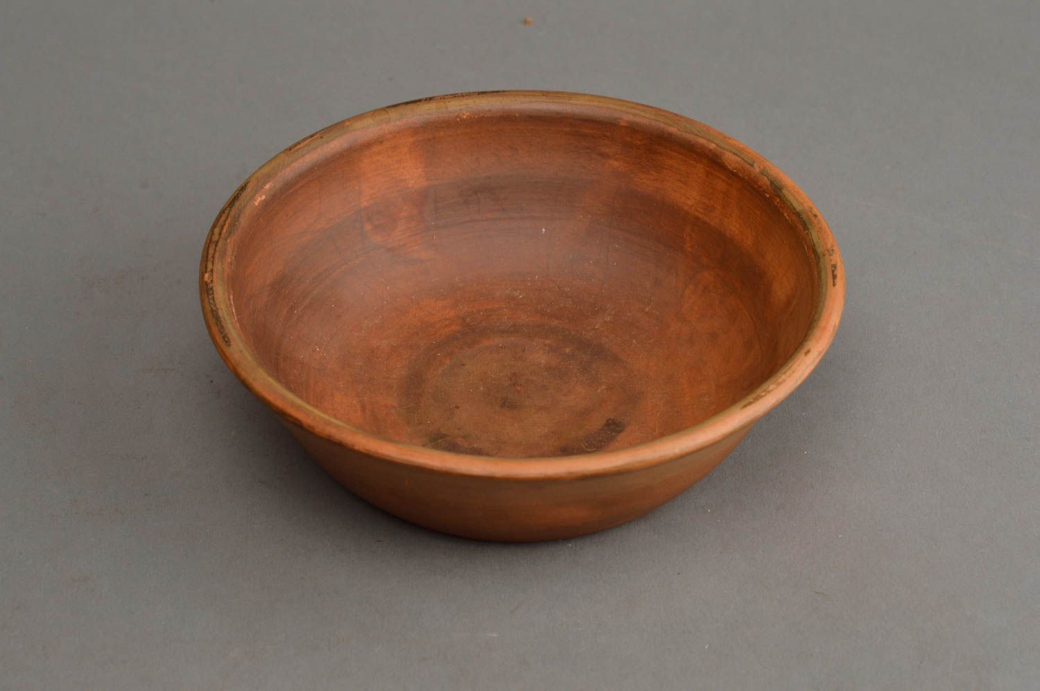 Small handmade ceramic brown bowl eco friendly red clay kitchenware  photo 2