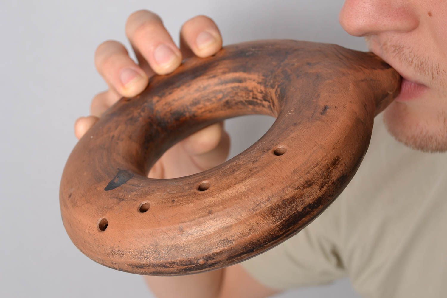 Глиняная свистулька ручной работы керамический сувенир игрушка из глины фото 1