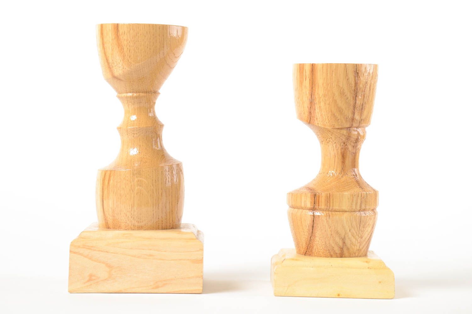 Unusual handmade wooden candlesticks 2 pieces candle holder design gift ideas photo 2