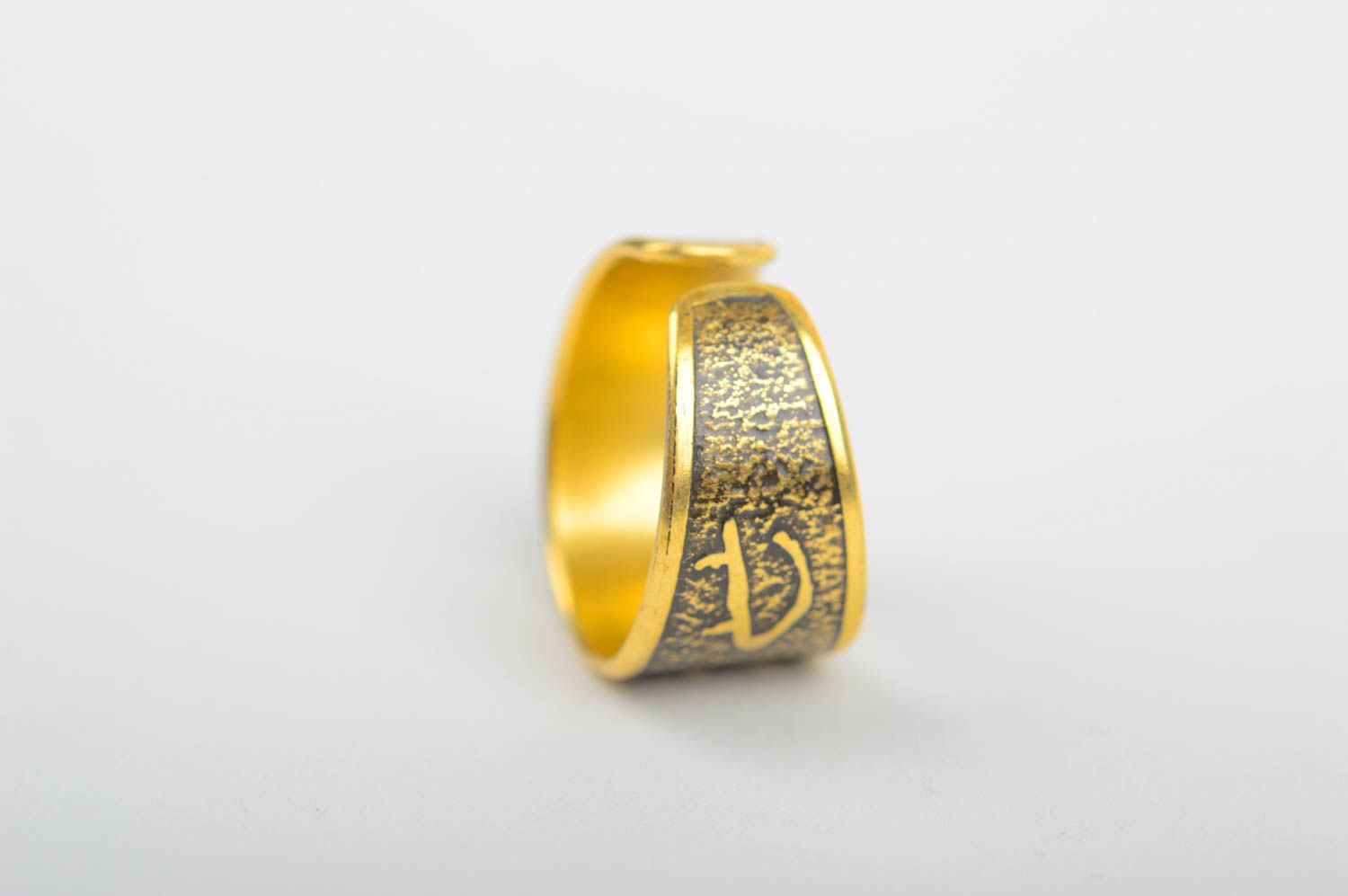 Handmade brass designer ring unusual metal accessory massive cute ring photo 3