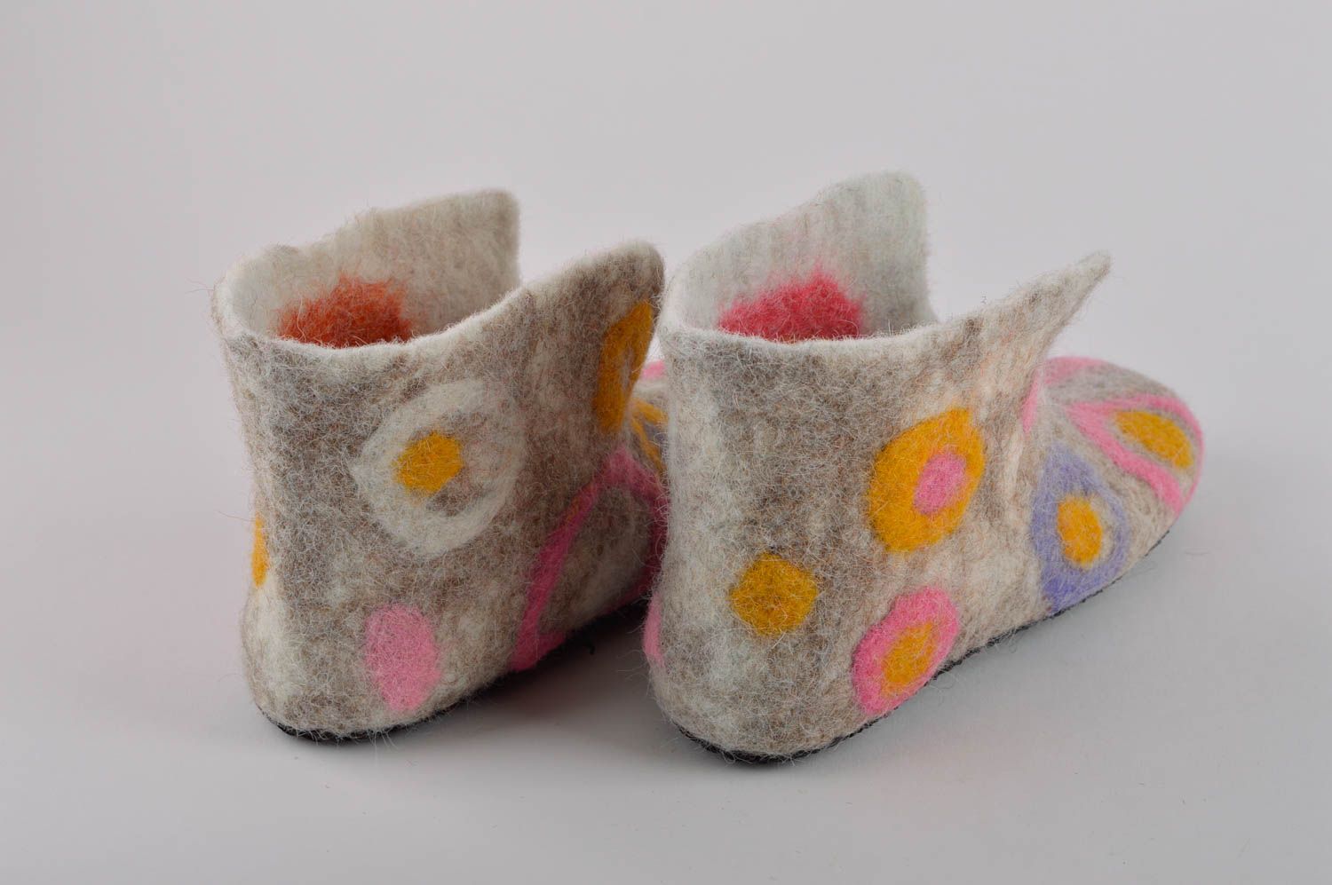 Handmade gefilzte Pantoffeln Geschenk für Frau schöne Hausschuhe farbenfreudig foto 3