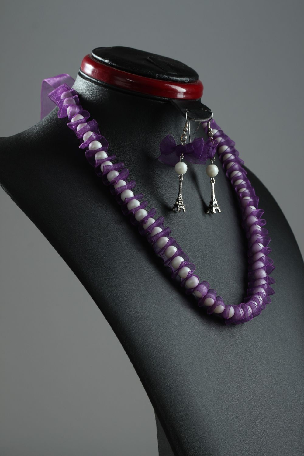 Handmade beaded earrings beaded necklace design costume jewelry set gift ideas photo 2