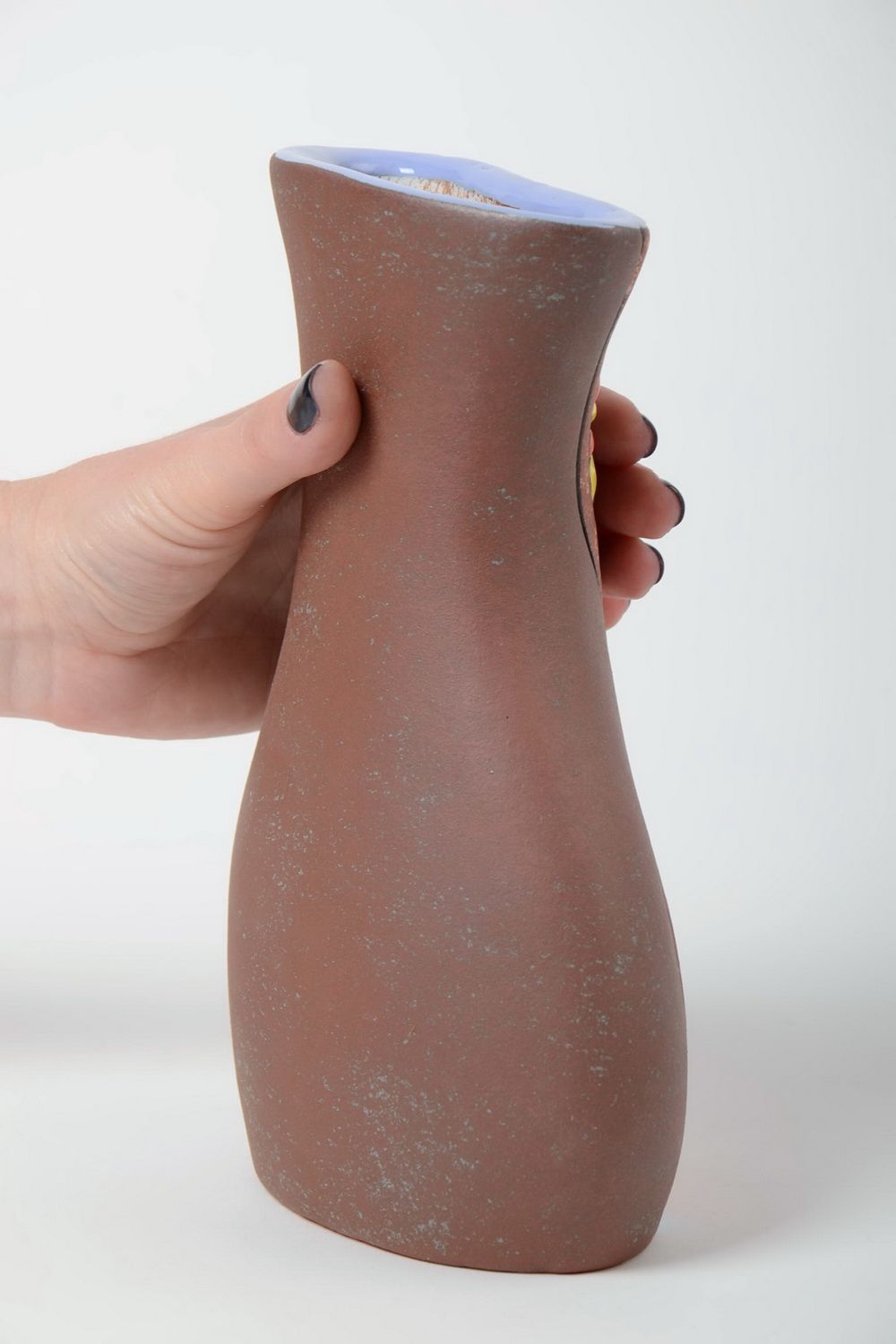 Vase peint de pigments colorés en demi-porcelaine fait main design 1.5 l photo 5