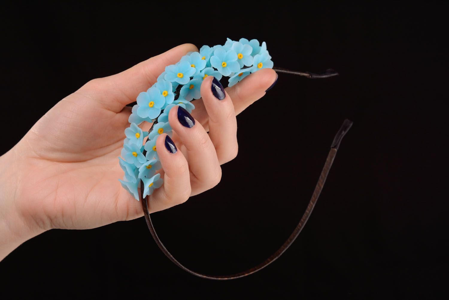 Plastic headband with forget-me-nots photo 2