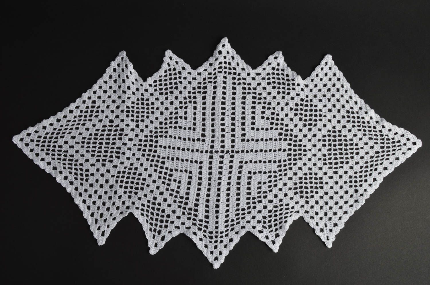 Exclusive handmade delicate white doily crocheted of cotton thread photo 1