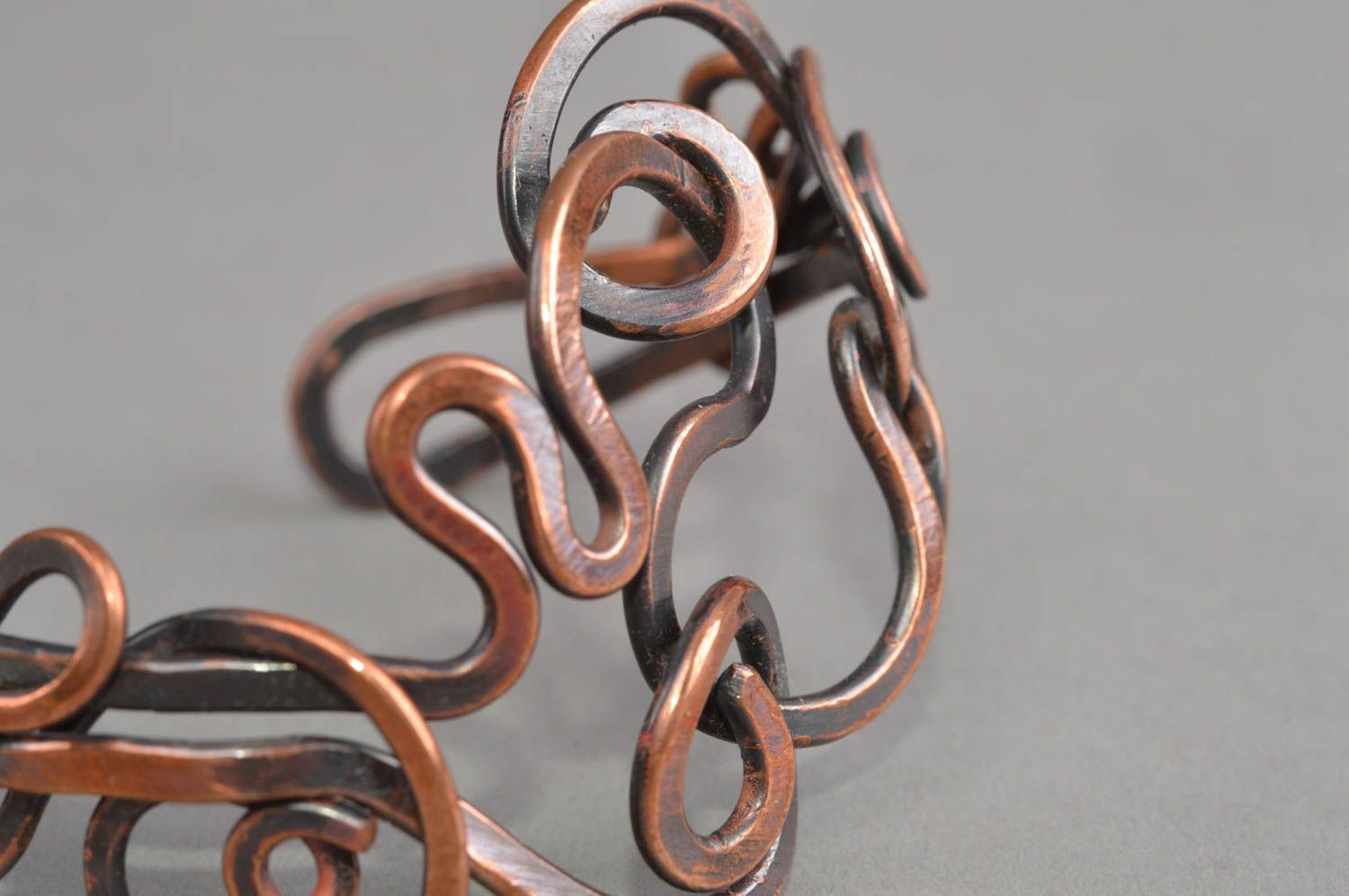 Pulsera de cobre artesanal accesorio para mujer regalo original ancha adorno foto 5