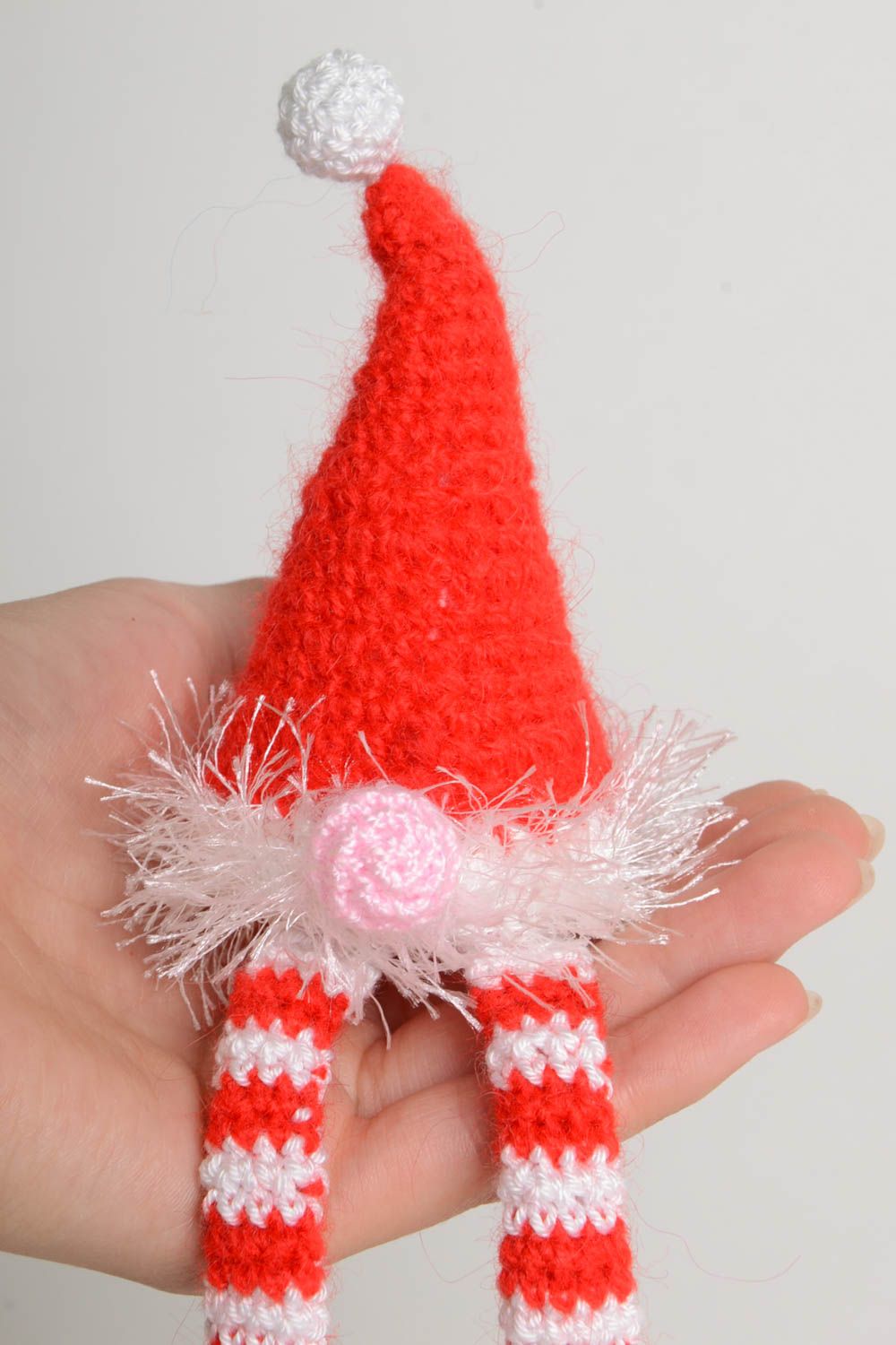 Handmade Designer Puppe Stoff Spielzeug Weihnachten Dekoration gehäkelt rot foto 3