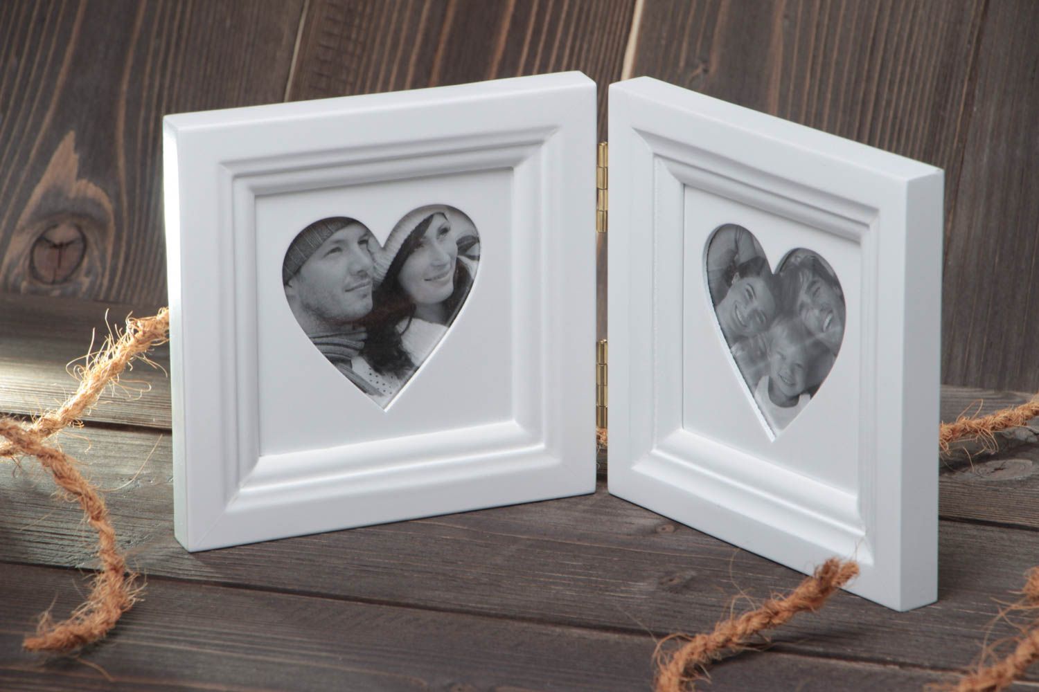 Cadre de photo en MDF de table cœur blanc fait main décoration de maison photo 1
