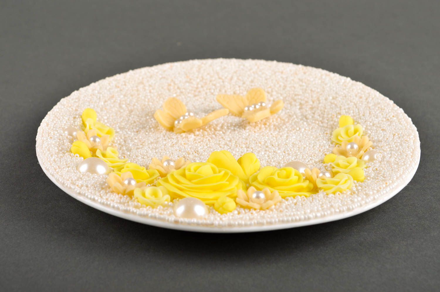 Handmade ceramic plate decorative ceramic plate unusual gift decorative use only photo 4
