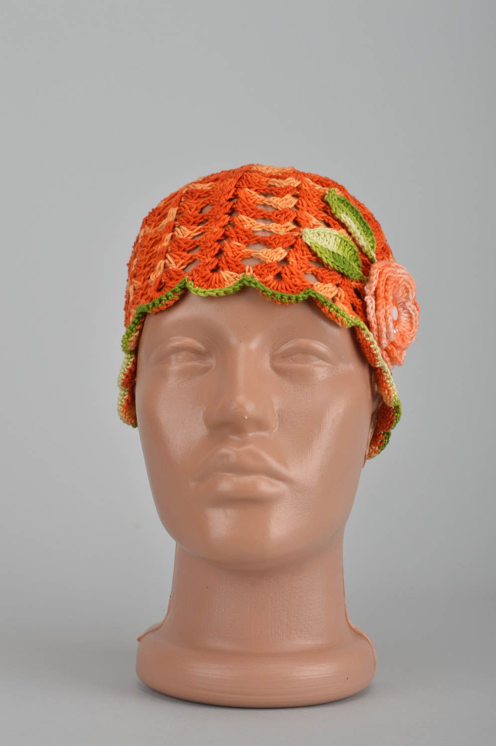 Handmade crocheted cap spring unusual cap designer cap for kids cute accessory photo 1