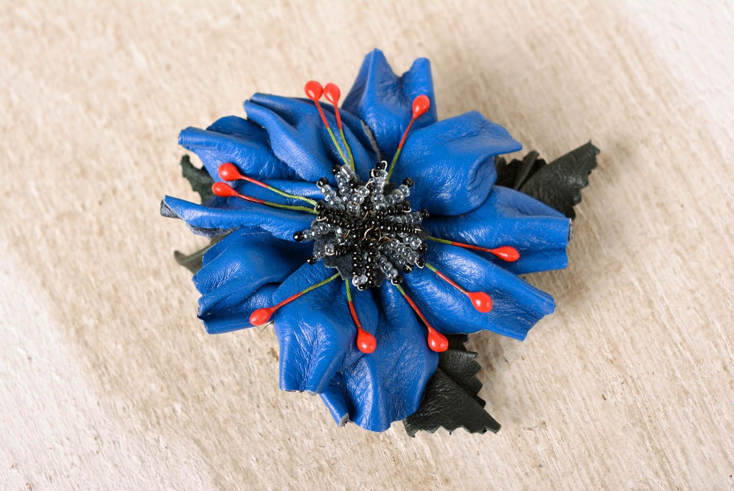 Handmade leather jewelry brooches and pins floral hair accessories gifts for her photo 1
