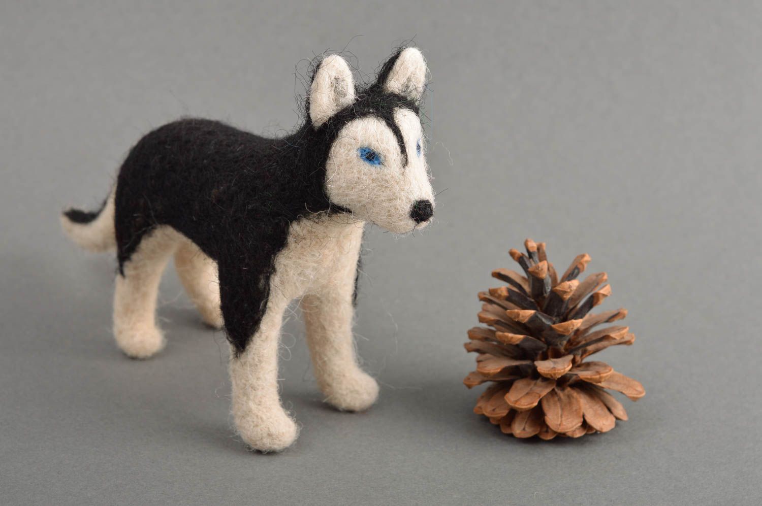 Juguete artesanal de lana muñeco de peluche para niño regalo original Husky foto 1
