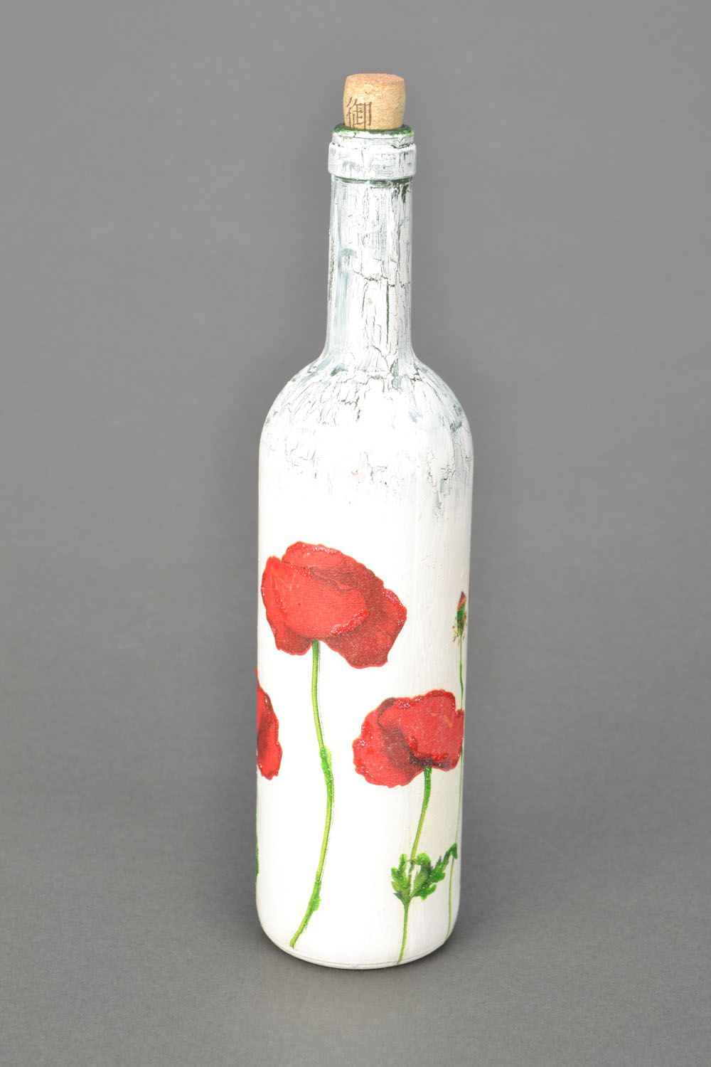 Botella decorativa con decoupage Amapolas foto 3