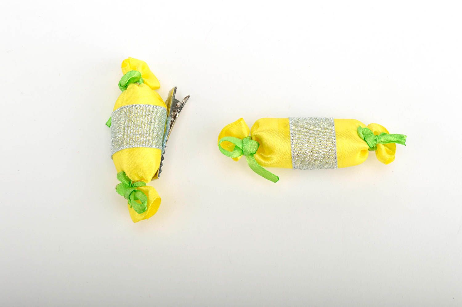 Unusual handmade textile barrette hair clip baby hair accessories 2 pieces photo 3