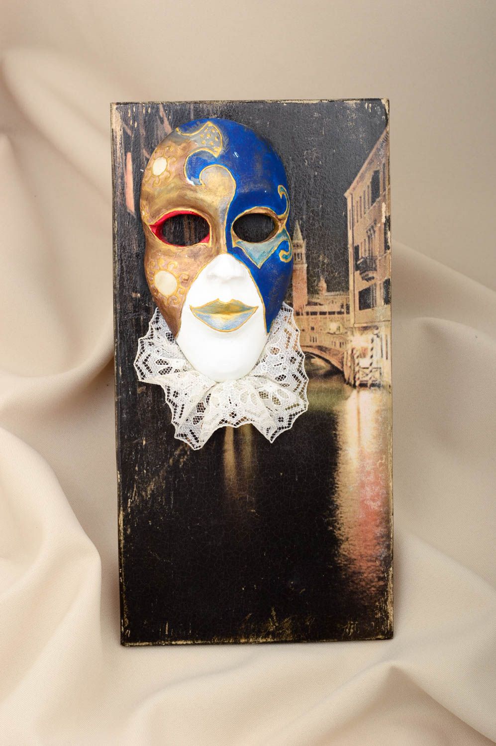 Панно на стену карнавальная маска ручной работы гипсовое панно необычное  фото 1