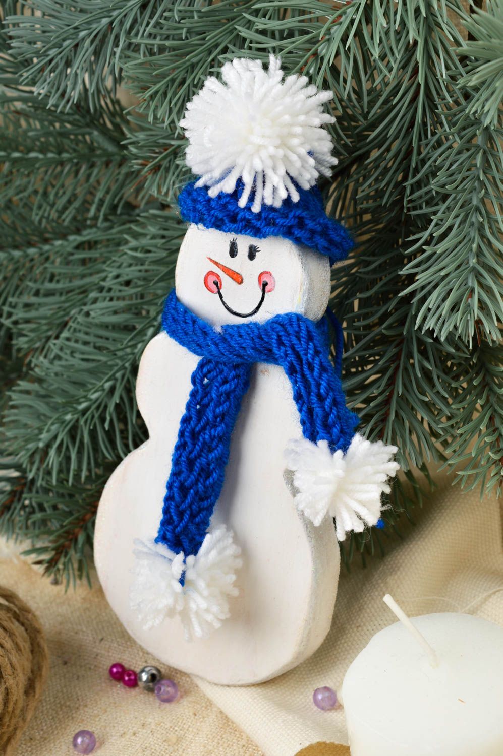 Weihnachtsbaum Anhänger handmade Figur Schneemann schöne Deko für Weihnachten foto 1