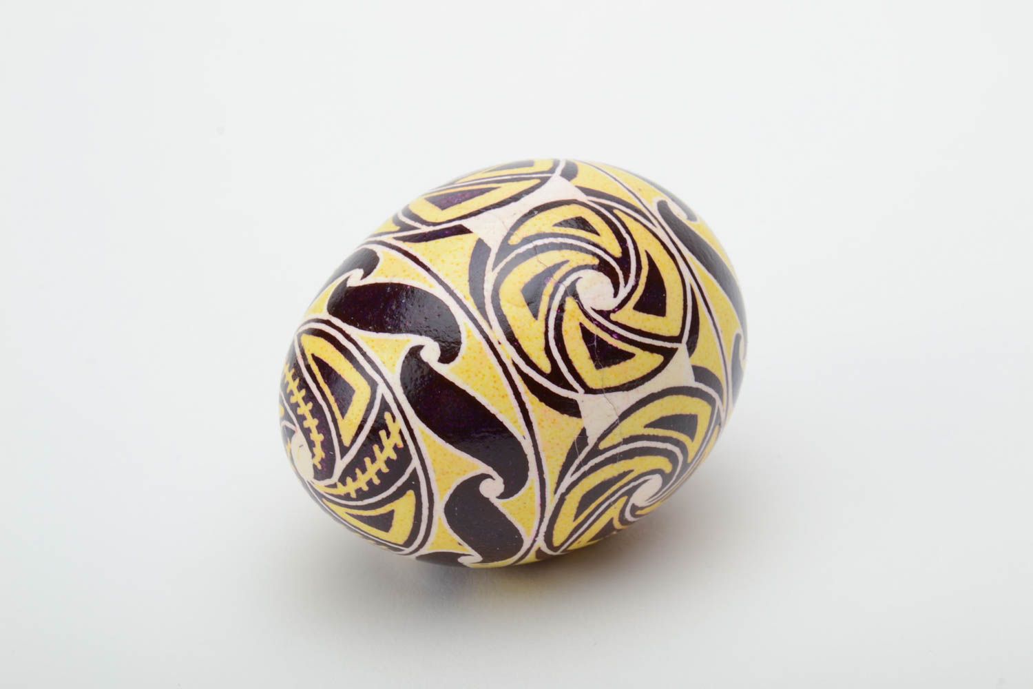 Yellow and brown handmade designer painted Easter egg photo 2