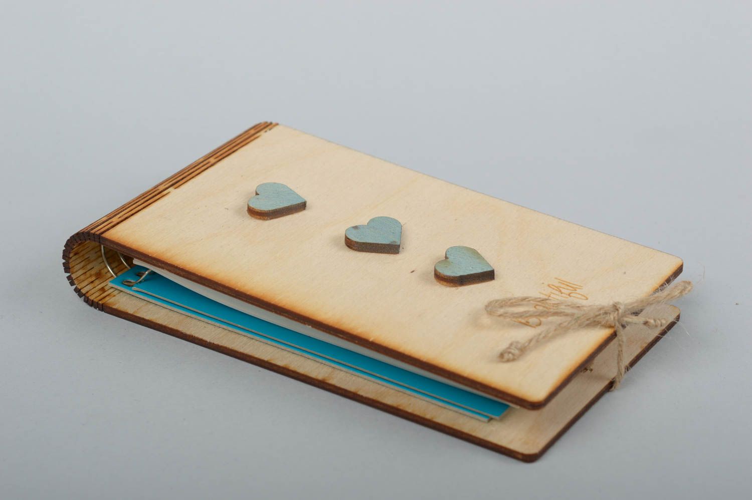 Handmade Notizbuch schön Notizbuch Holzeinband Tagebuch für Mädchen mit Herzen foto 2