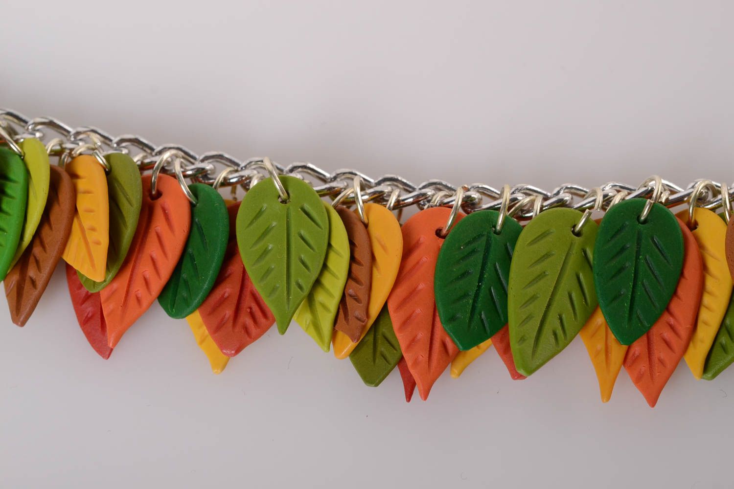 Браслет ручной работы подарок девушке браслет из полимерной глины осенние листья фото 3