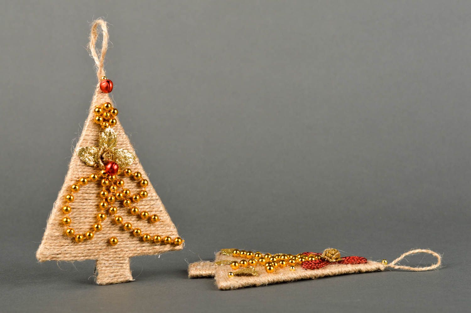 Décorations Noël 2 Objets déco fait main mini sapins à suspendre Cadeau Noël photo 4