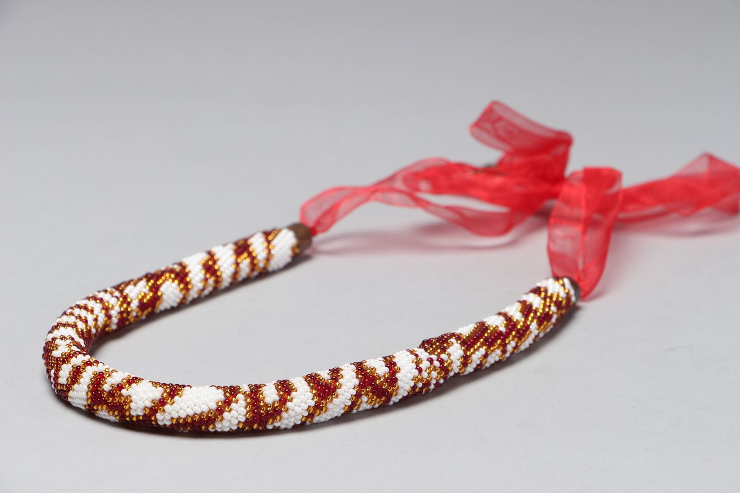 Handmade beaded cord necklace Snake photo 3