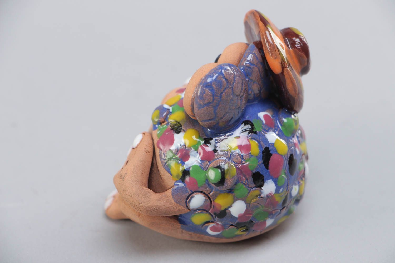 Künstlerische keramische Figur Frosch mit Bemalung handmade Schmuck für Interieur  foto 3