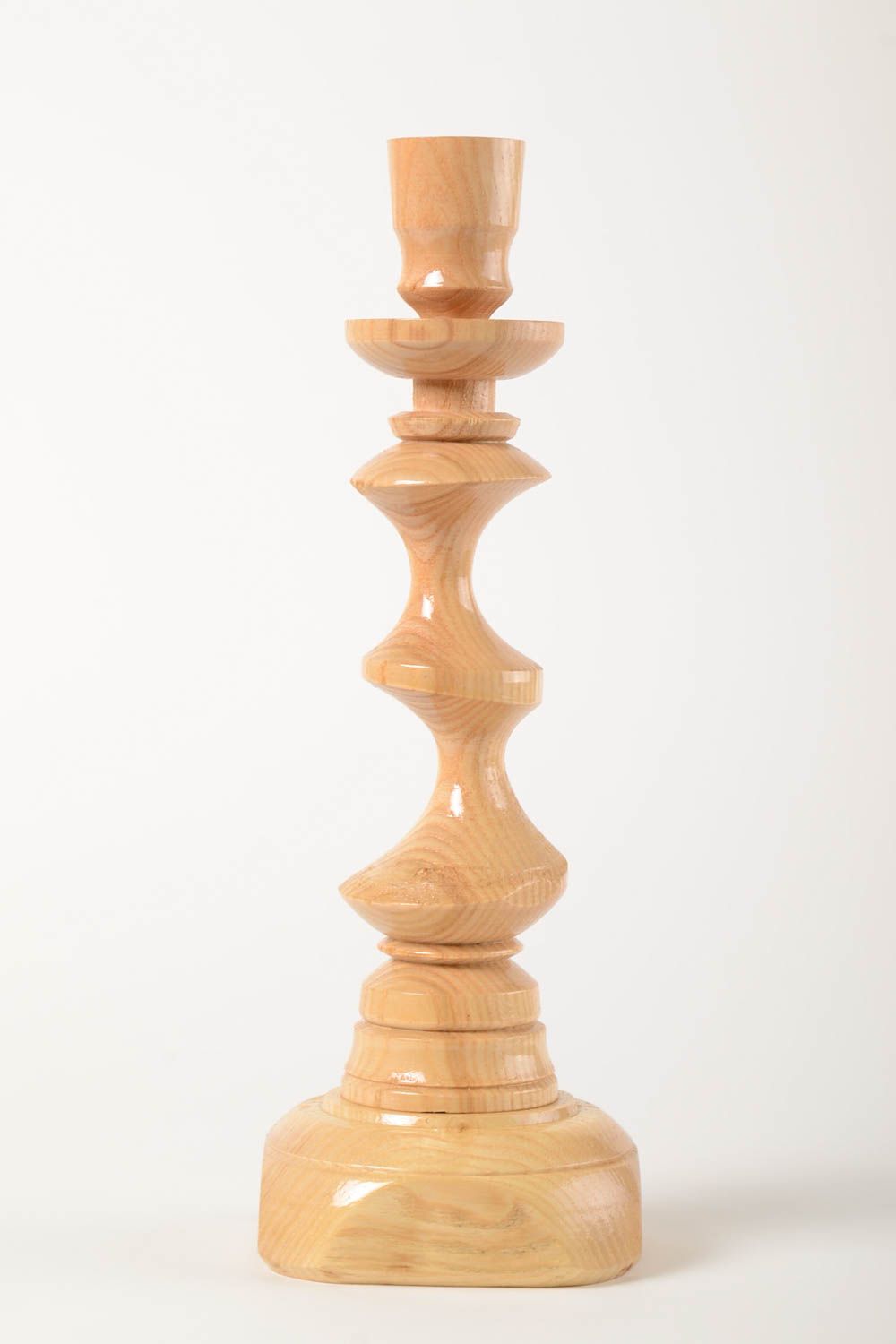 Candelero de madera hecho a mano decoración de interior soporte para velas foto 2