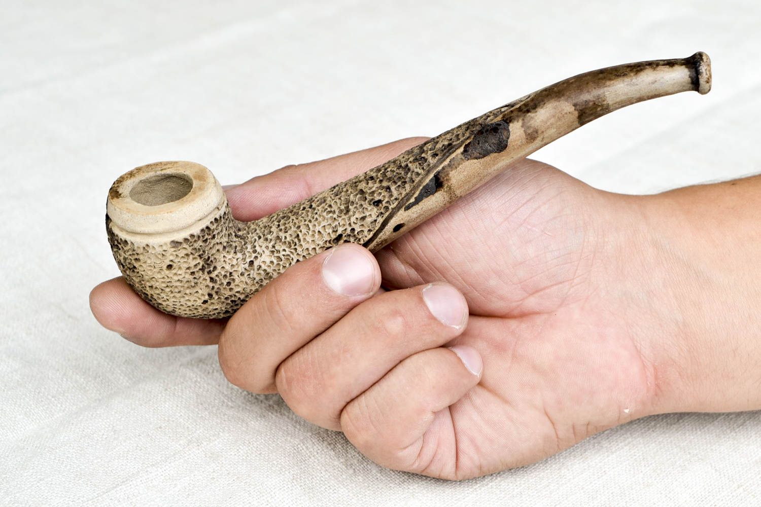 Handmade Ton Pfeife grau Accessoire für Männer Rauch Zubehör originell foto 2