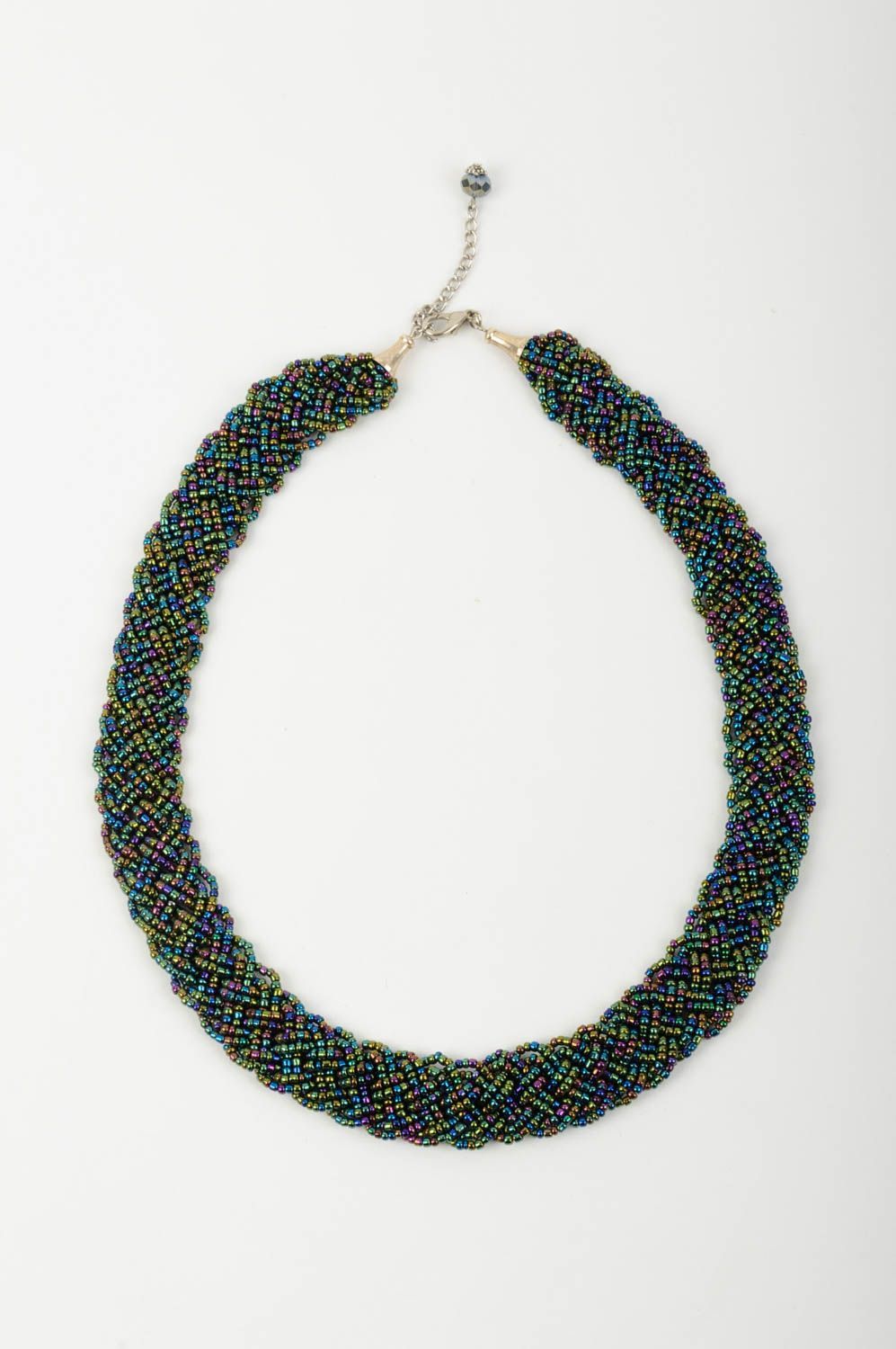 Колье из бисера украшение ручной работы ожерелье из бисера коса хамелеон фото 2