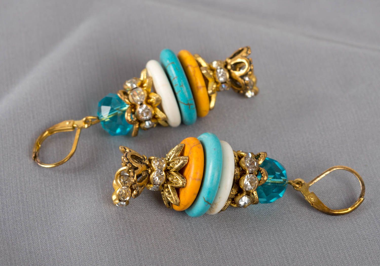 Handmade unusual female earrings stylish crystal accessories cute earrings photo 1