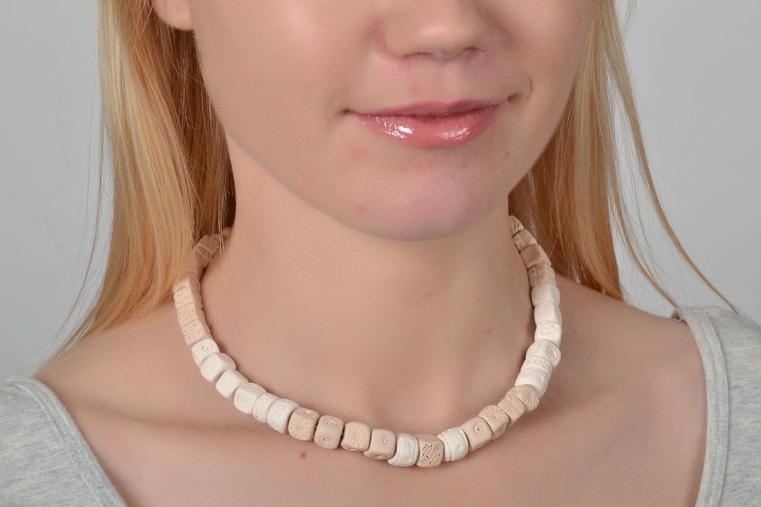Homemade clay bead necklace photo 2