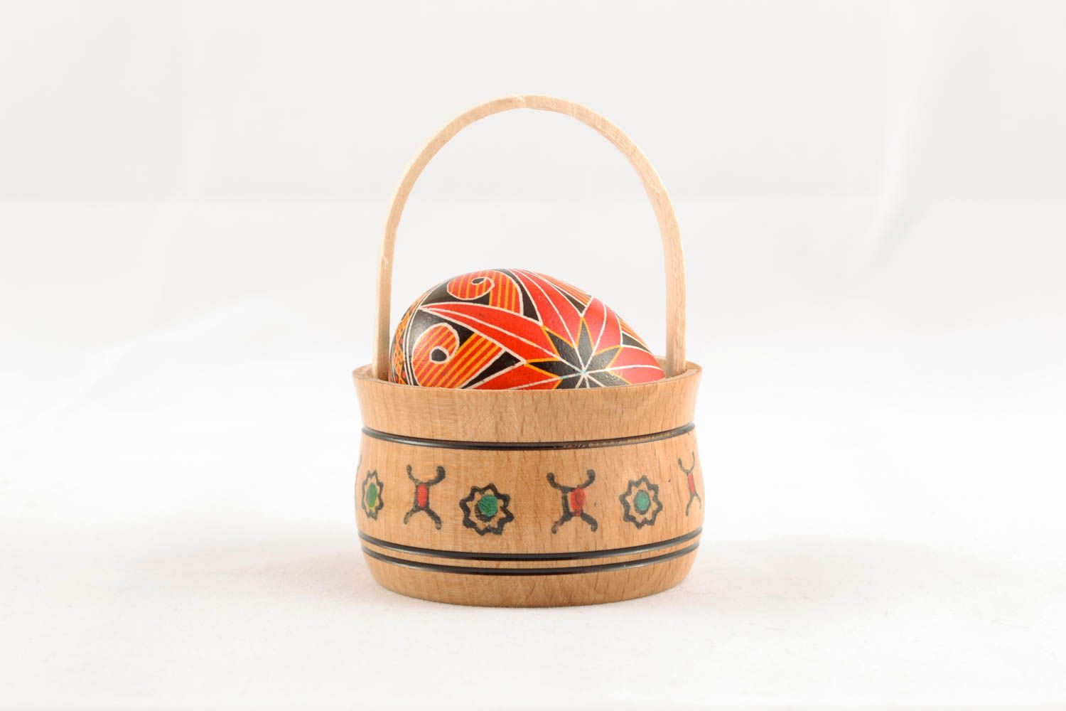 Handmade Easter egg in basket photo 1