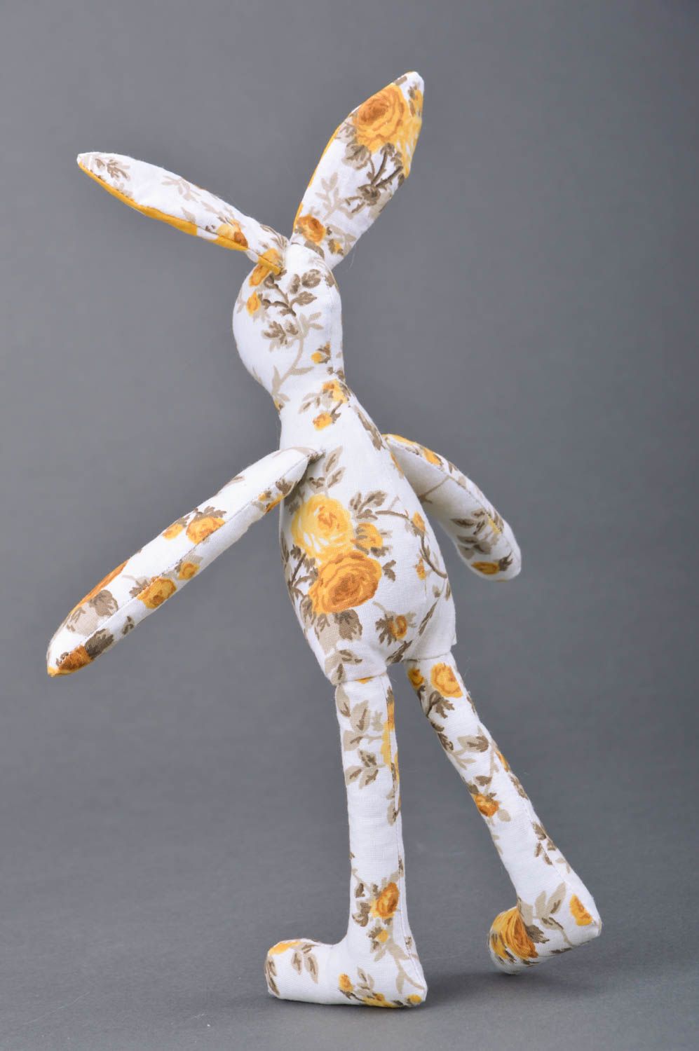 Jouet mou en tissu de coton fait main design original pour enfant Lapin floral photo 5