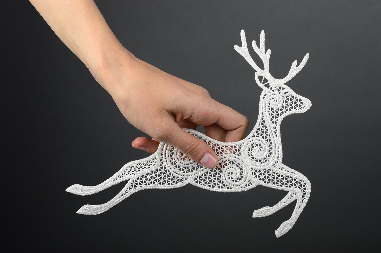 Игрушка на елку handmade декор для дома новогоднее украшение кружевной олень фото 2
