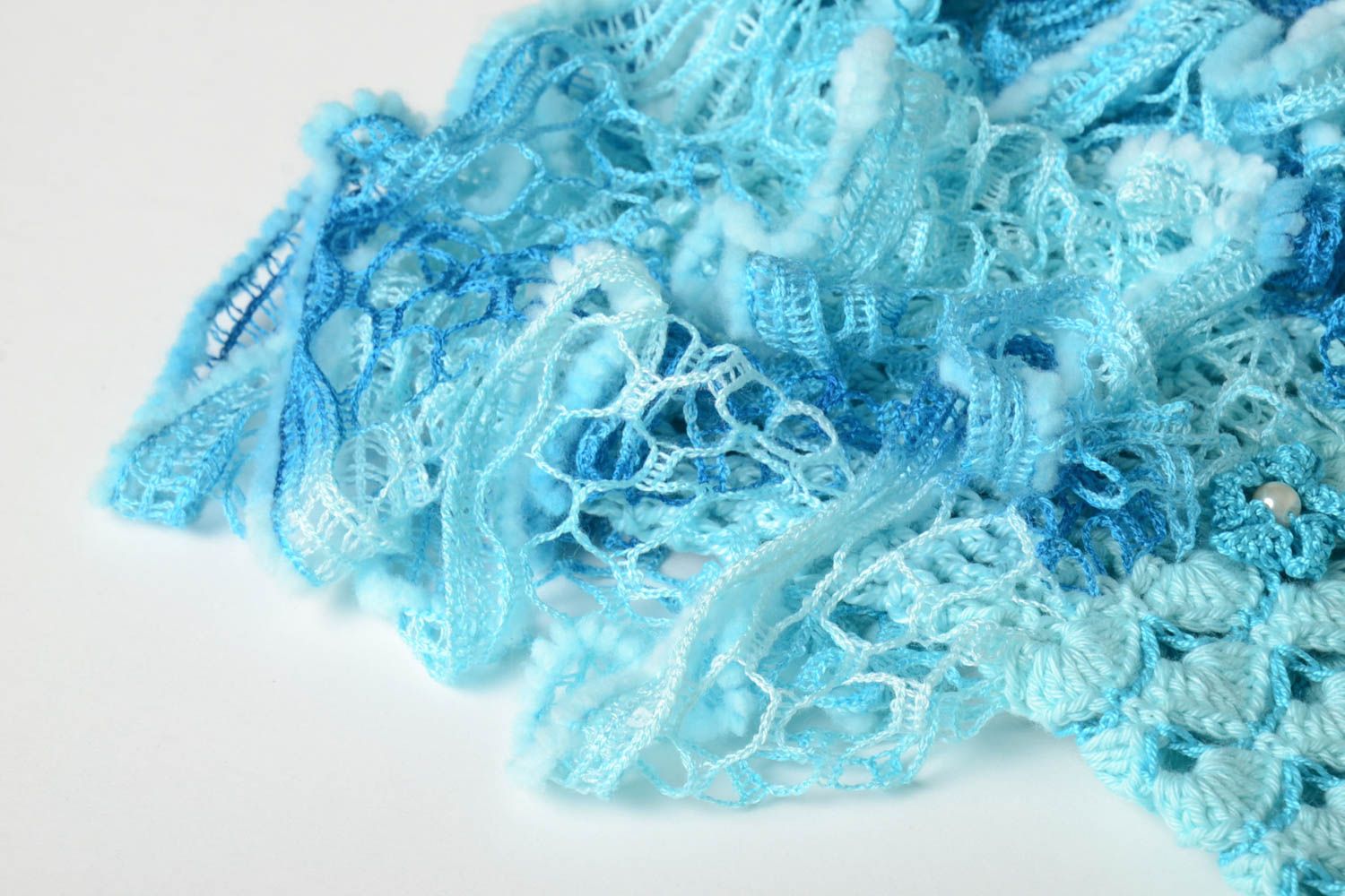Jupe fille fait main Jupe tricot au crochet design bleu clair Vêtement fille photo 2